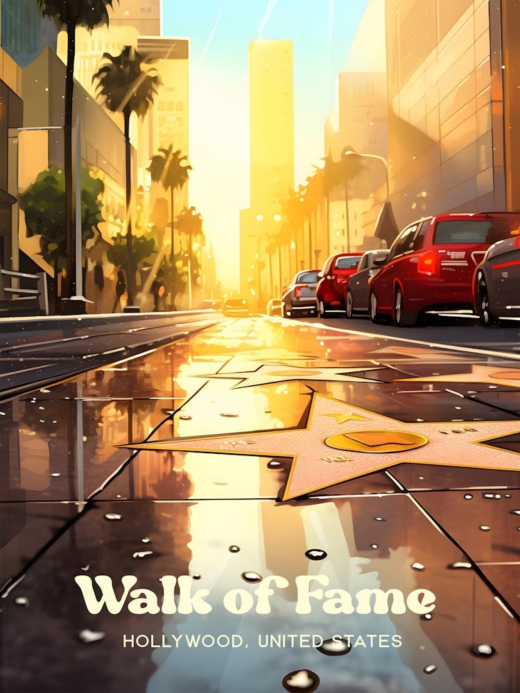 Hollywood Walk of Fame Star Travel Art
