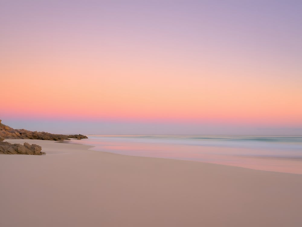 Tranquil Beachscape at Sunset – A Moment of Serenity