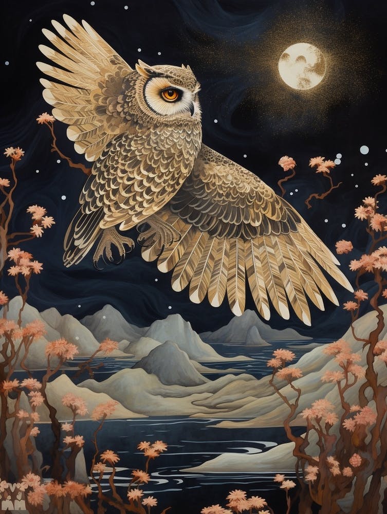 Owl 4 Gold Detail Painting