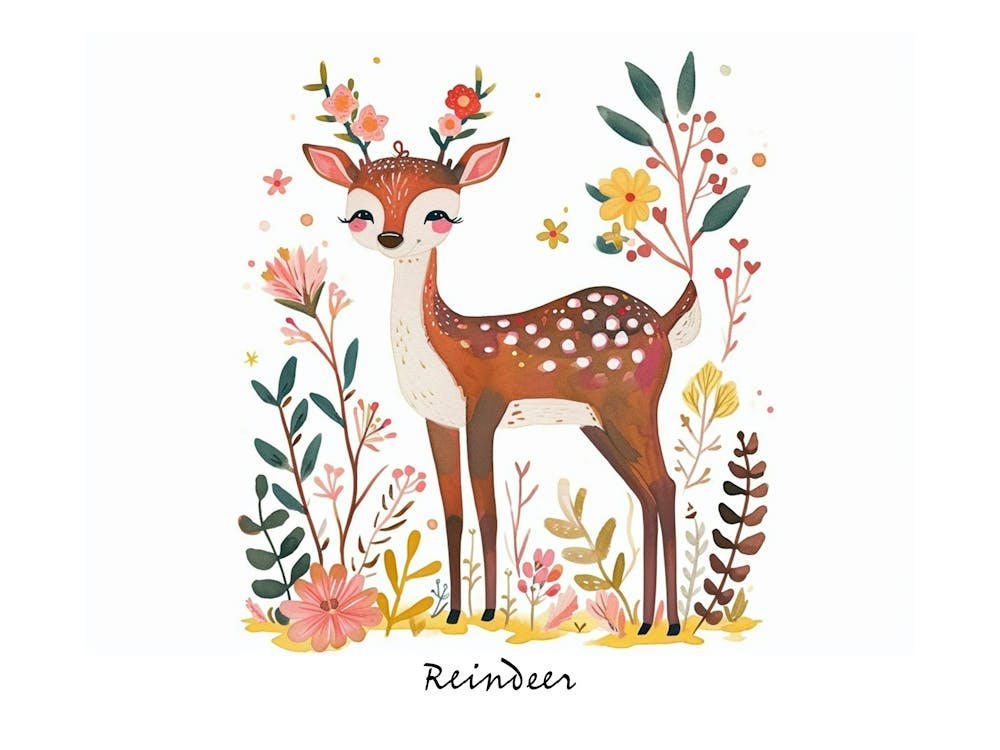 Little Floral Reindeer 2 Poster