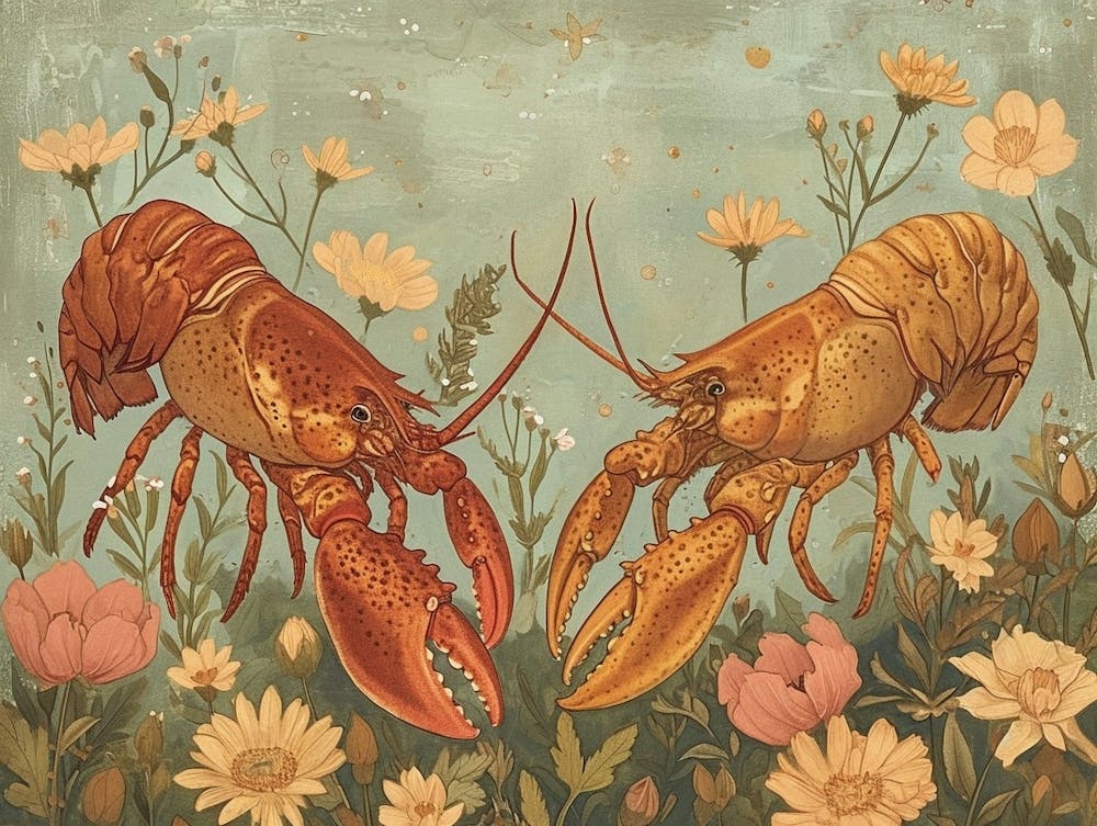 Floral Animal Illustration Lobster 3