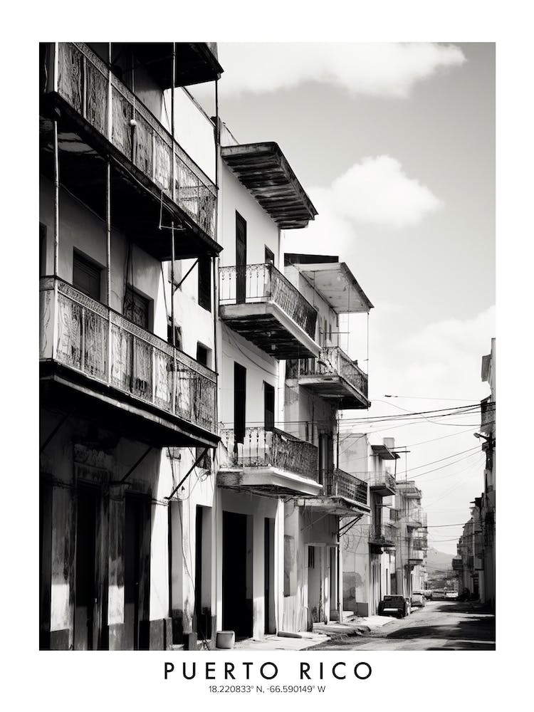 Poster Of Puerto Rico, Black And White Analogue Photograph 2