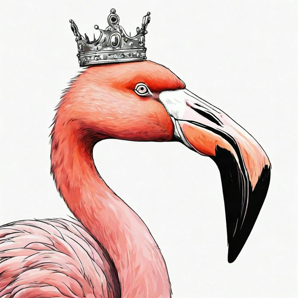 Flamingo With Crown 1