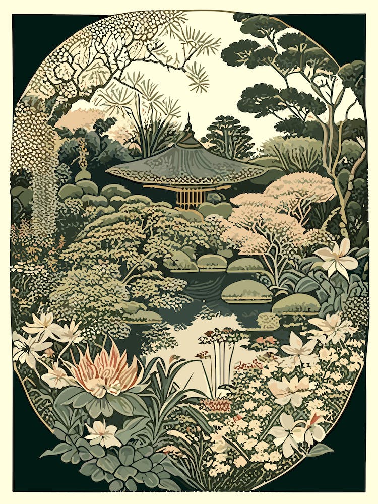 Japanese Friendship Garden, Usa Vintage Botanical