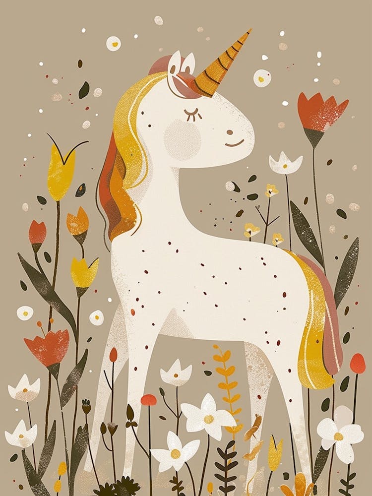 Unicorn In The Meadow Mocha Pastel 2