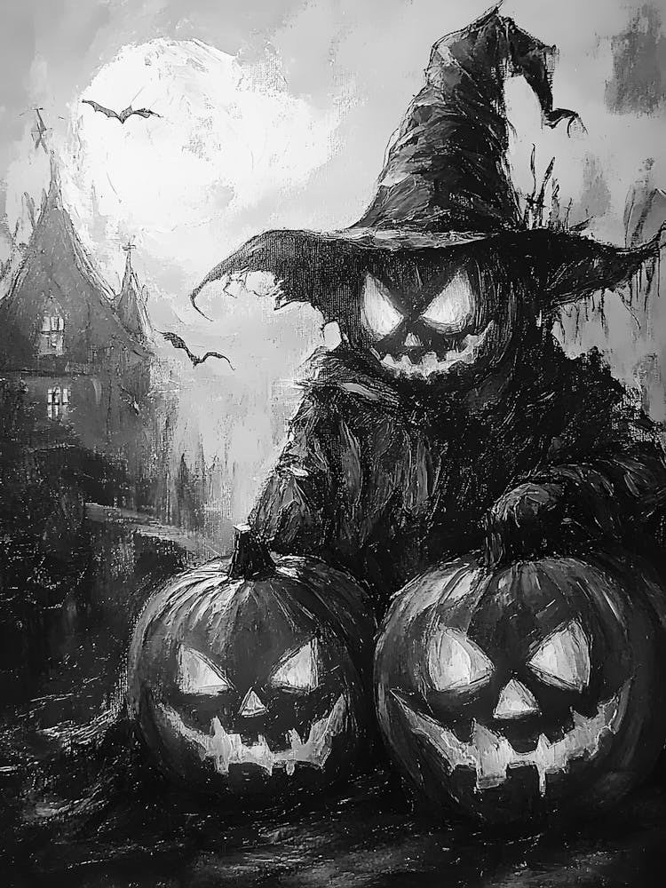 Halloween Witch With Pumpkins 1