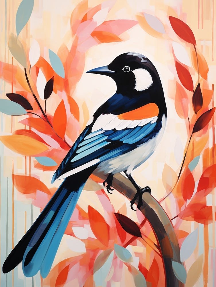 Bird Painting Collage Magpie 4