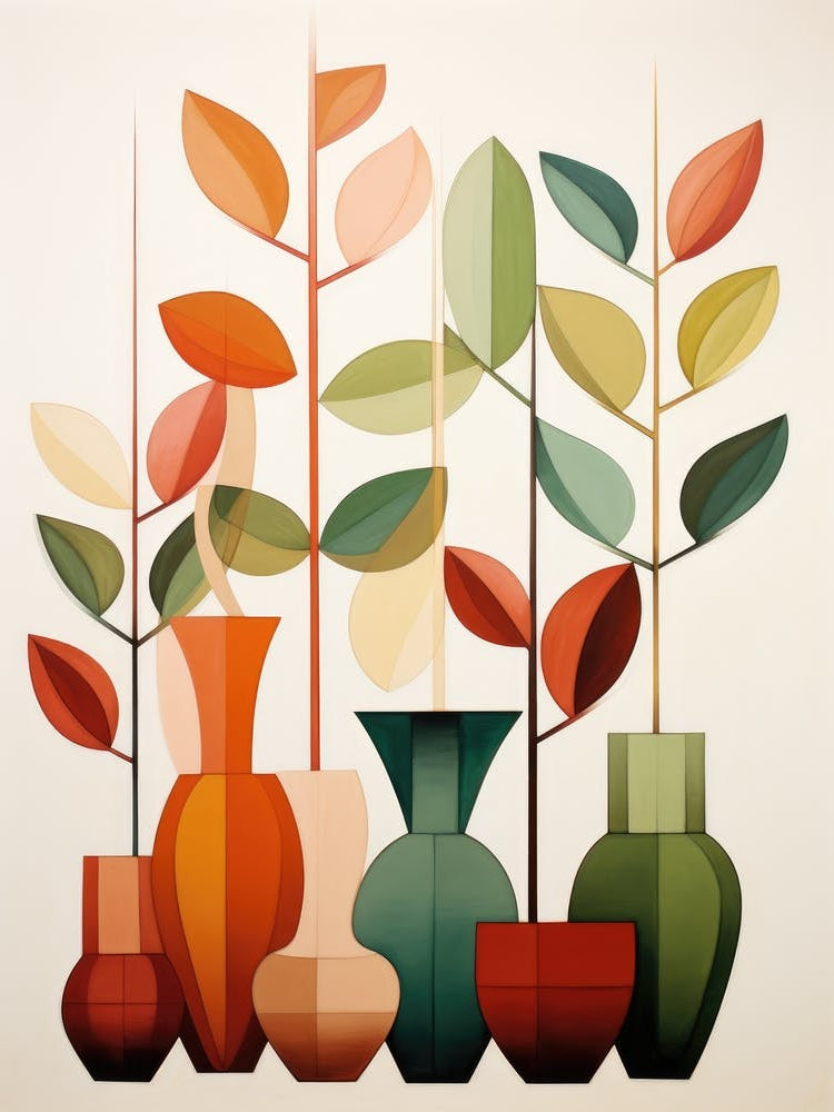 Vases With Leaves 1