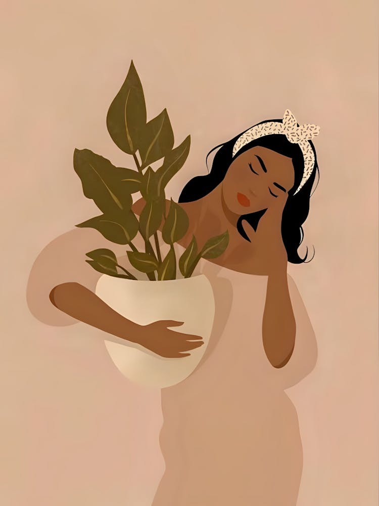 Woman Holding A Plant