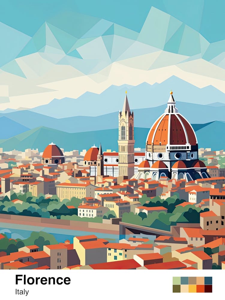 Florence, Italy, Geometric Illustration 4 Poster