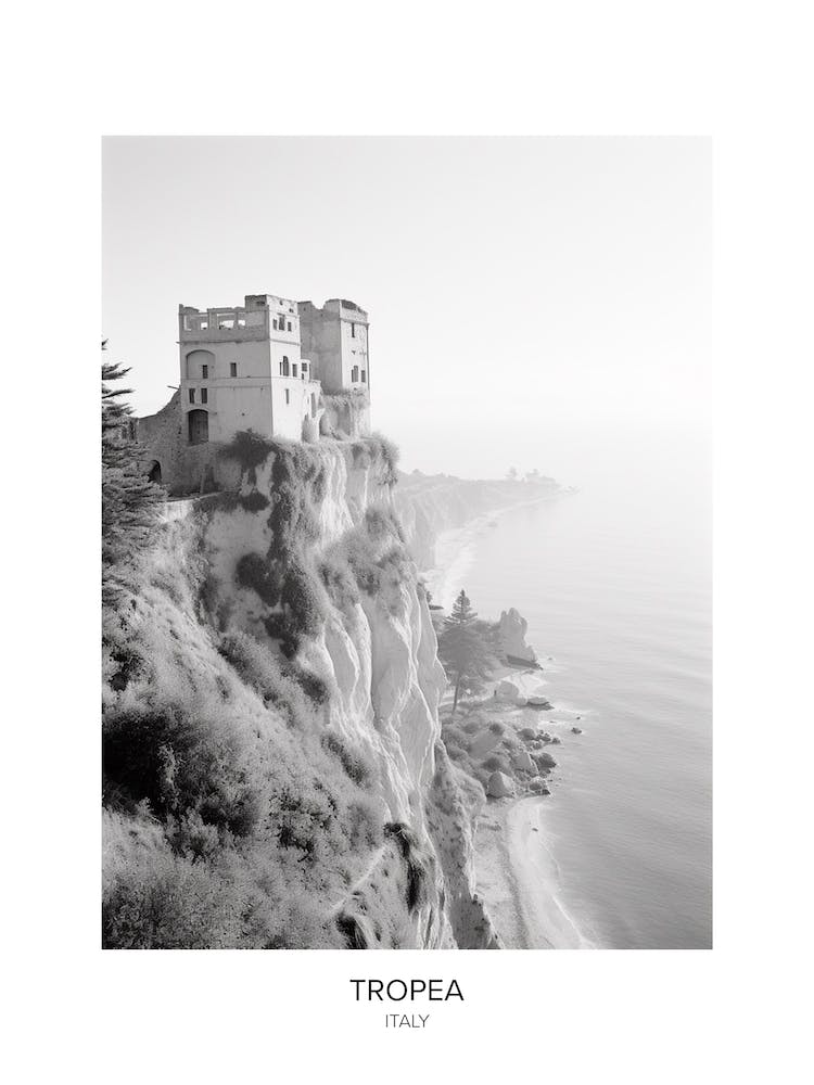 Poster Of Tropea, Italy, Black And White Photo 2