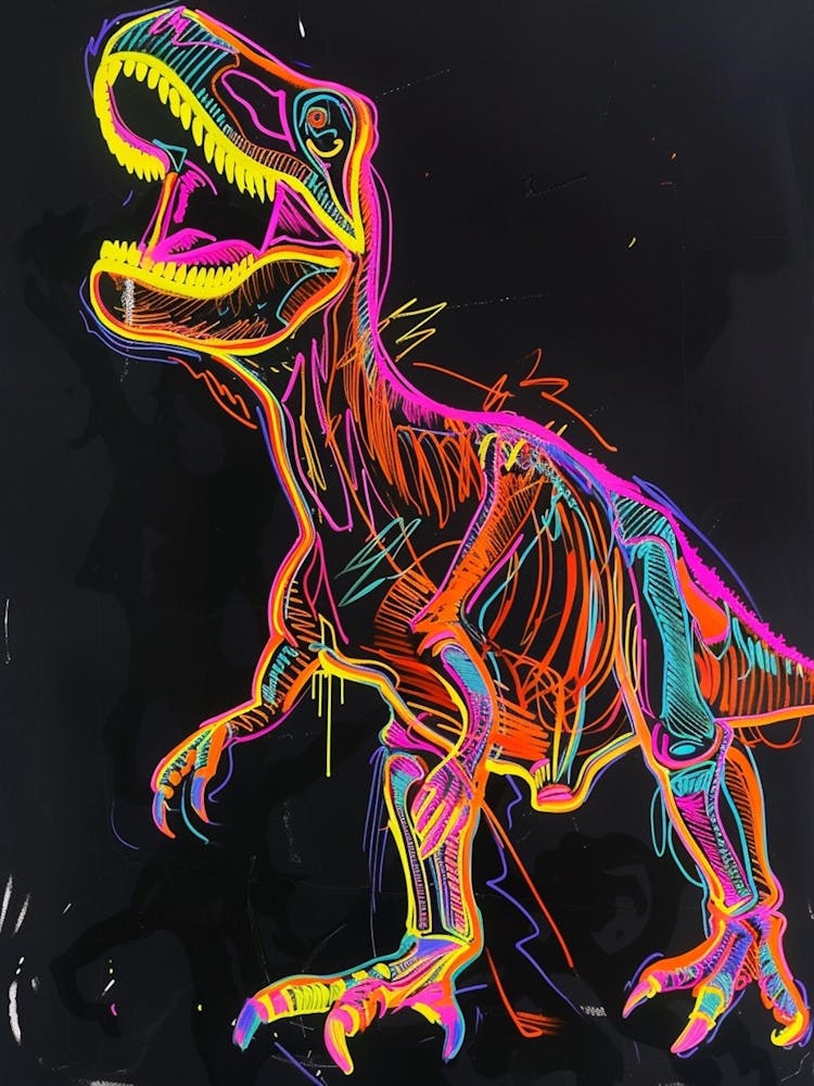 Neon Dinosaur Scribble