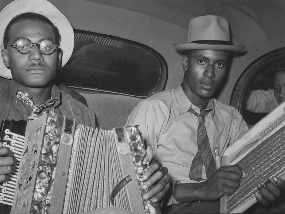 African American Musicians In Car Playing Accordion And Washboard And Singing, Near New Iberia, Louisiana By