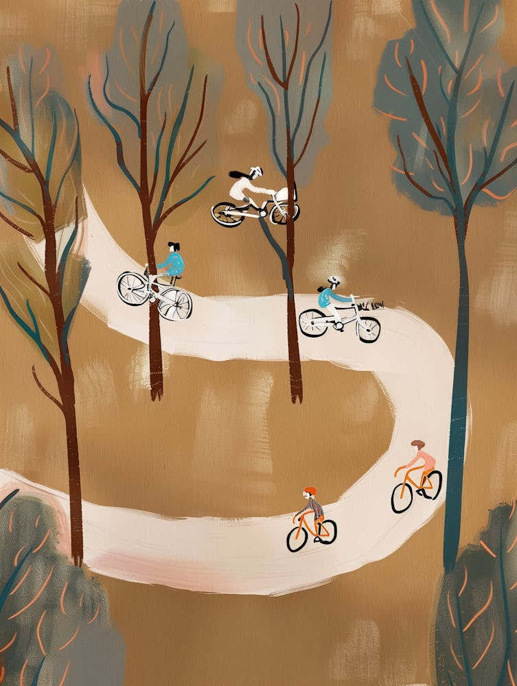 Illustration Of People Riding Bikes