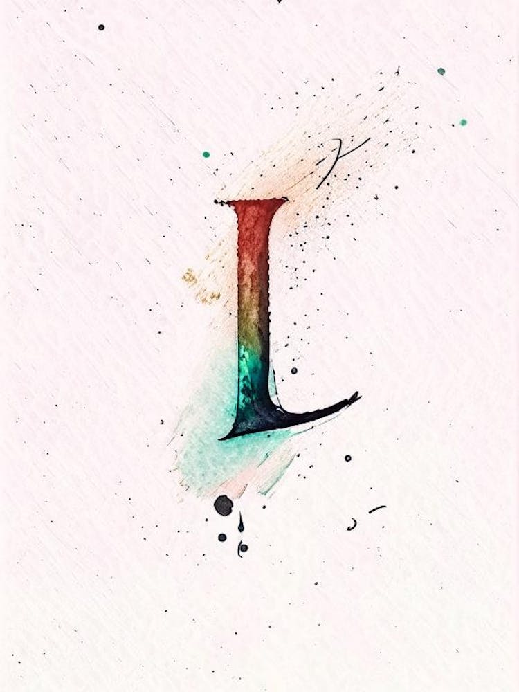 Lettre L, Alphabet Aquarelle Minimaliste 1
