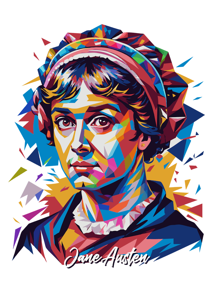 Jane Austen 01 Portrait WPAP Pop Art