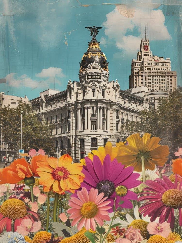 Madrid   Floral Retro Collage Style 4