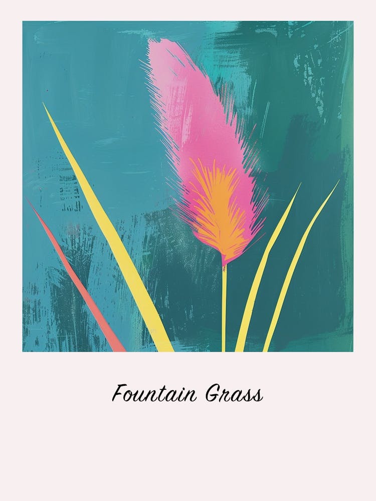 Fountain Grass Square Flower Illustration Poster
