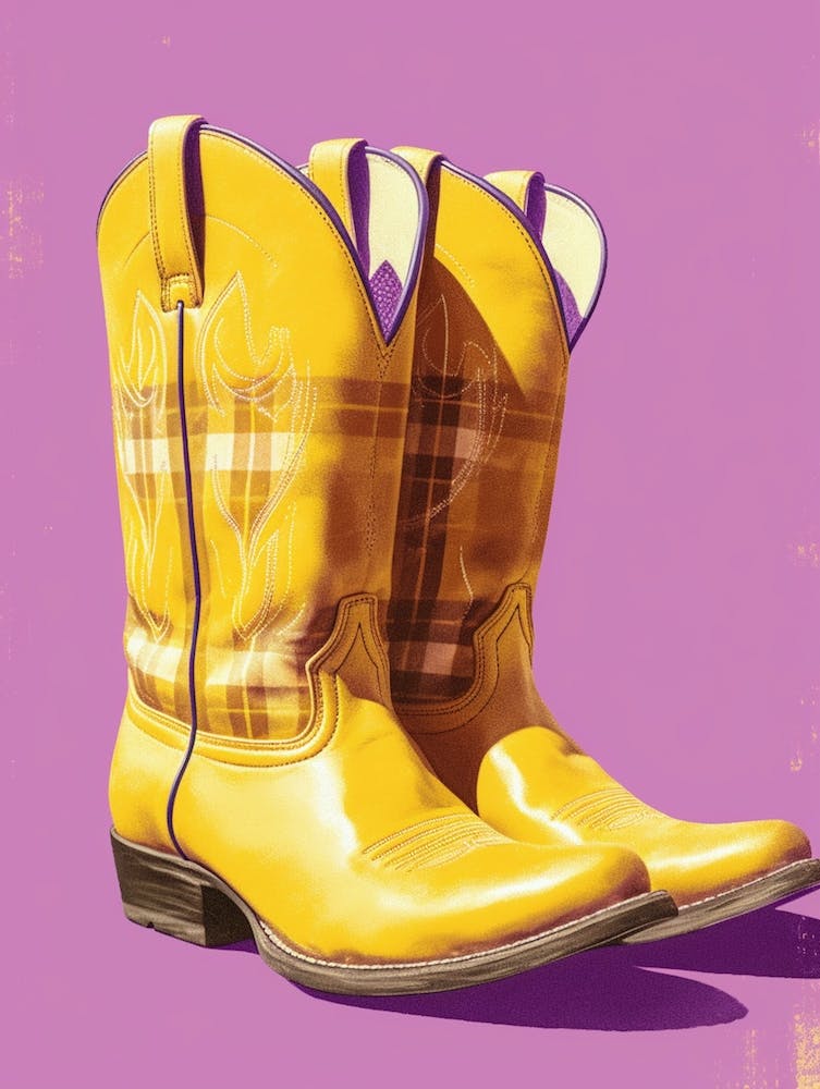 Cowgirl Boots Yellow And Purple 1