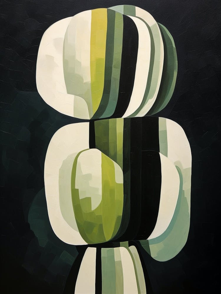 Modern Abstract Cactus Painting Bishops Cap Cactus 2