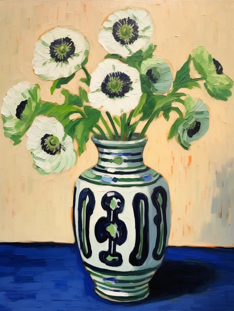 Flowers In A Vase Still Life Painting Anemone 1