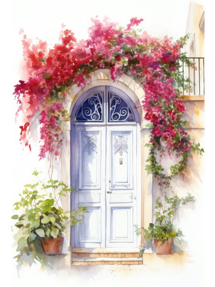 Beirut, Lebanon   Mediterranean Doors Watercolour Painting 3