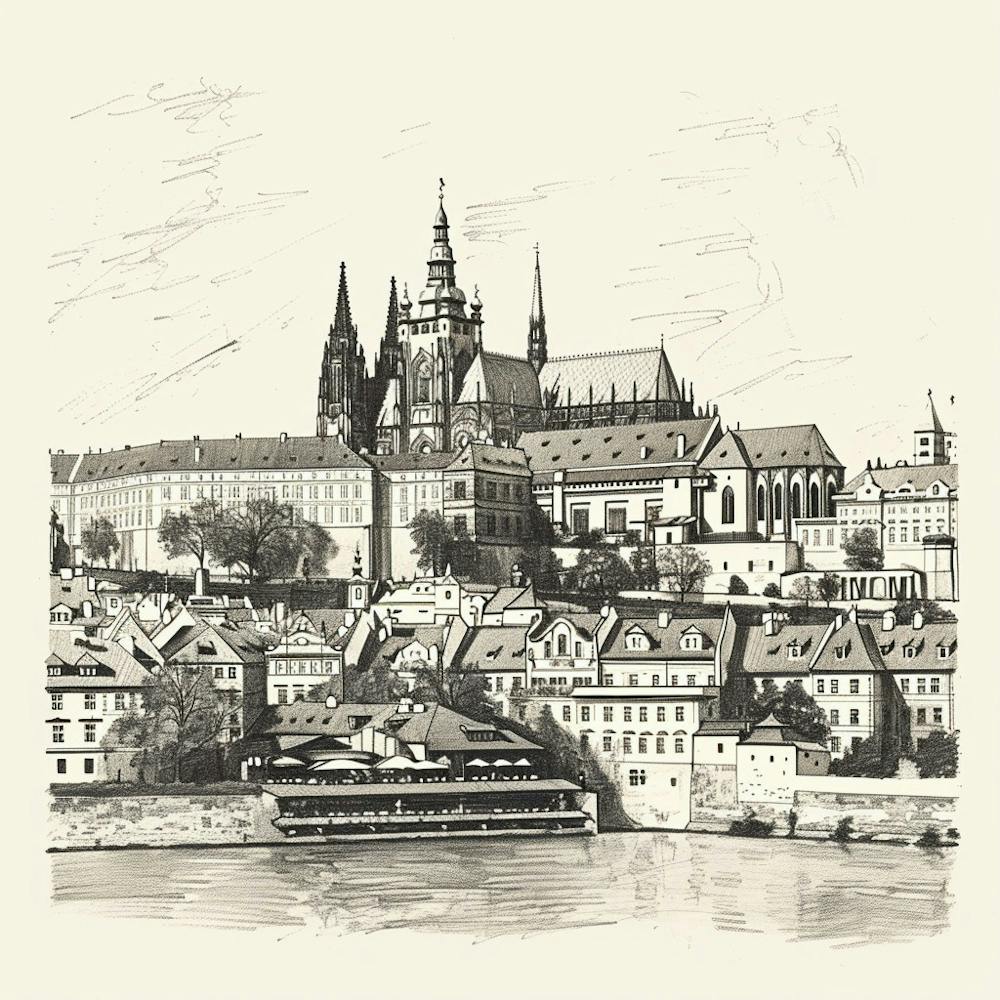 A Prague Castle In Prague Hand Drawn Sketch Illu 1720028371 1