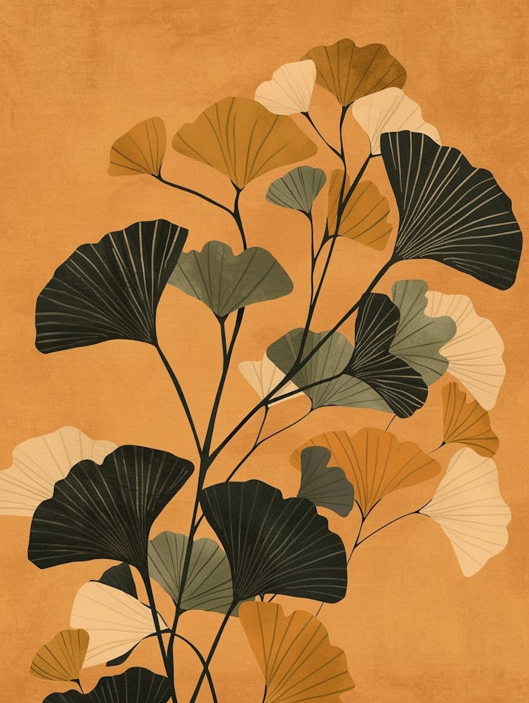 Ginkgobaum Minimalistische Japandi Illustration 4