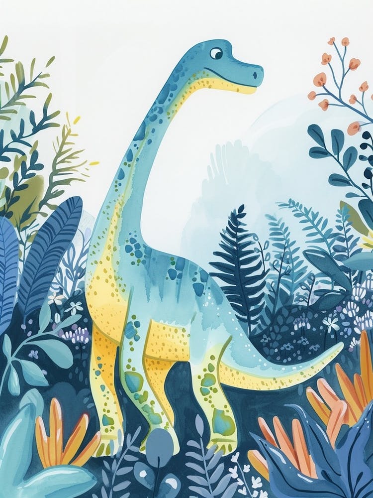 Cute Cartoon Compsognathus Watercolour 3