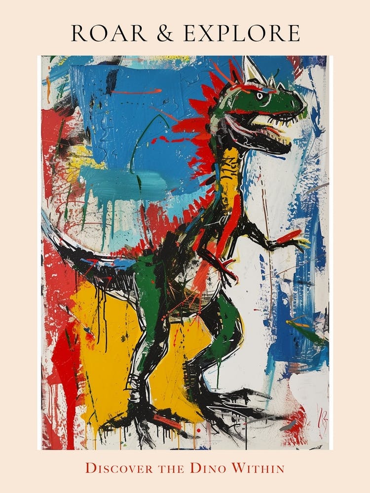Wild Cartoon Brushstroke Dinosaur 2 Poster