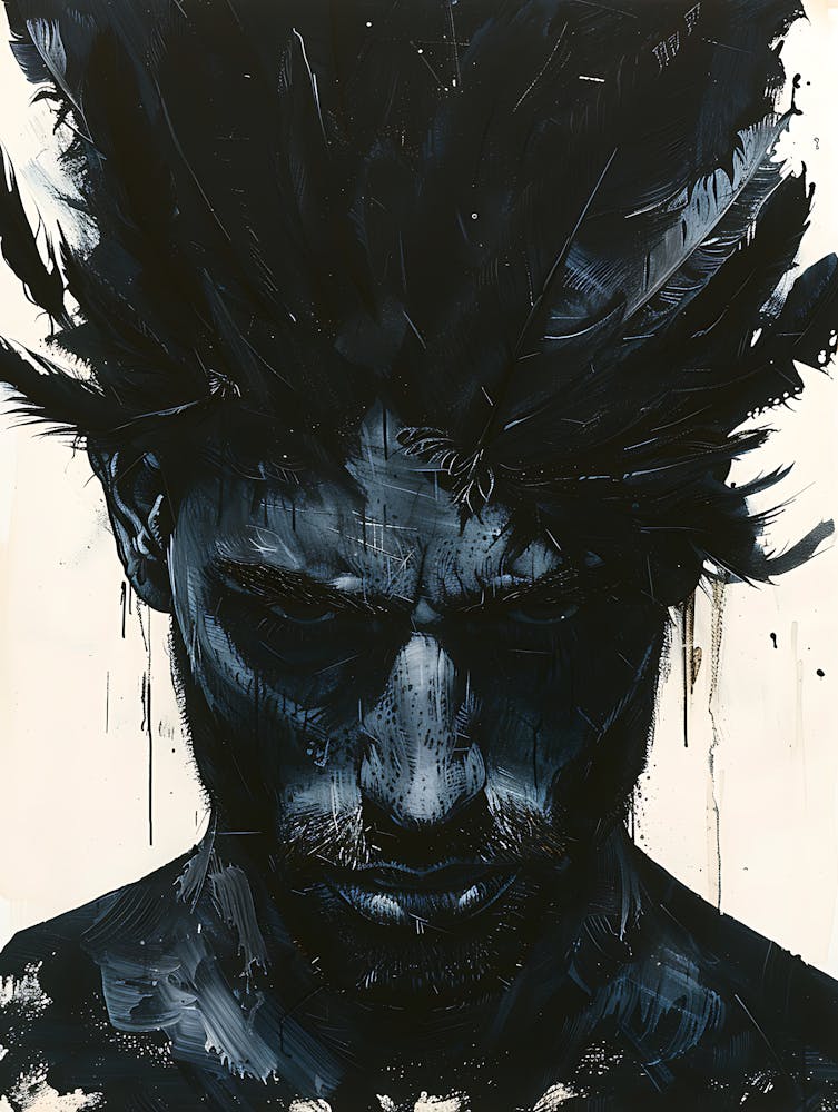 Homme Aux Plumes Sombres Fantaisiste 3