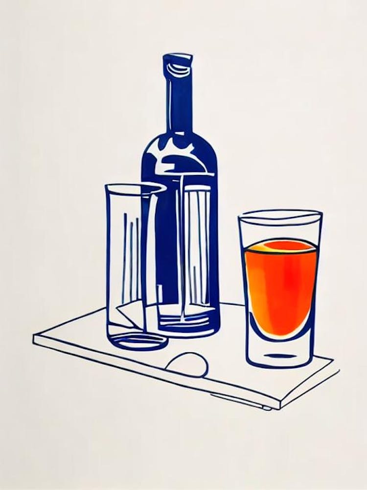 Capirinha 3 Picasso Line Drawing Cocktail Poster