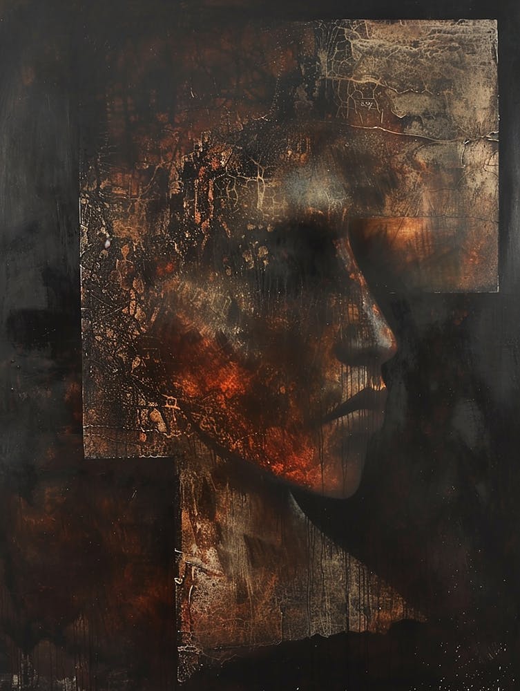 Abstract Painting, Acrylic On Canvas, Brown Color