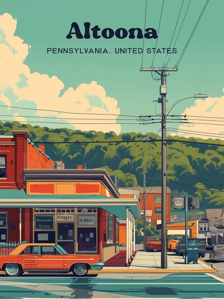 Altoona Pennsylvania Blair County Travel Illustration