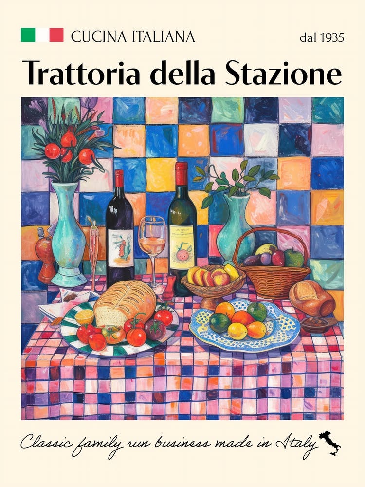 Trattoria Della Stazione Trattoria Italian Poster Food Kitchen