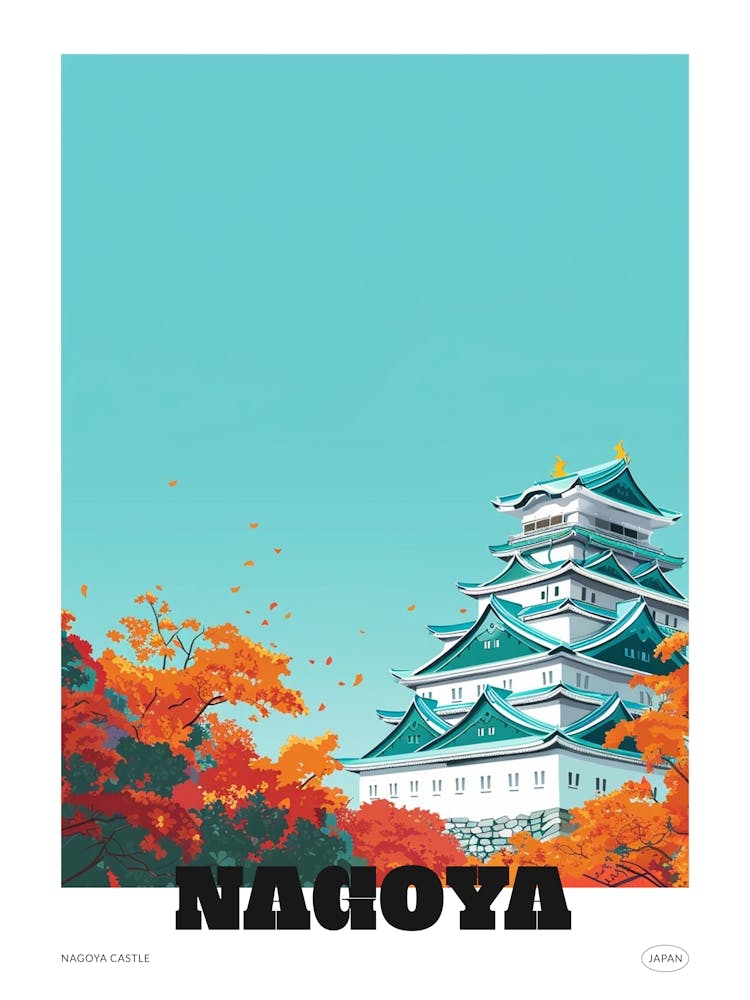 Nagoya Castle 1 Colourful Illustration Poster