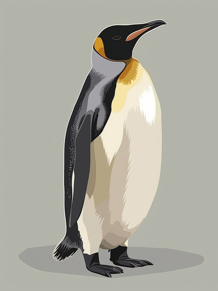 Emperor Penguin Cuverville Island Minimalist Illustration 3