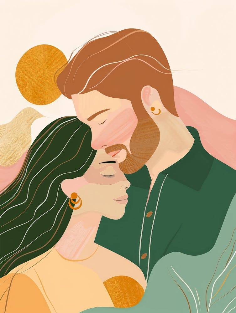 Illustration Of A Couple Kissing