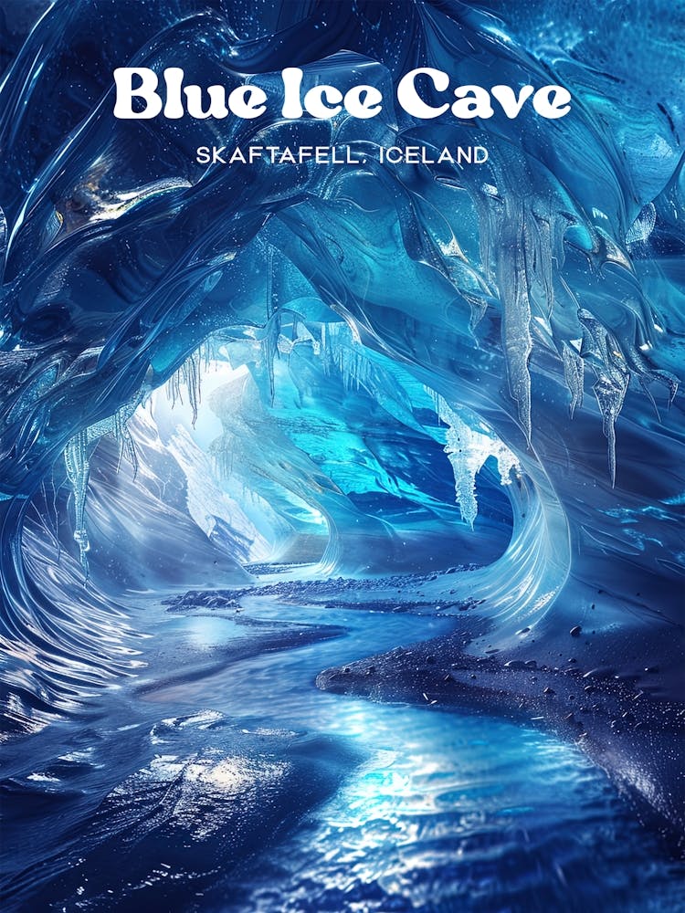 Blue Ice Caves Glacier Travel Art