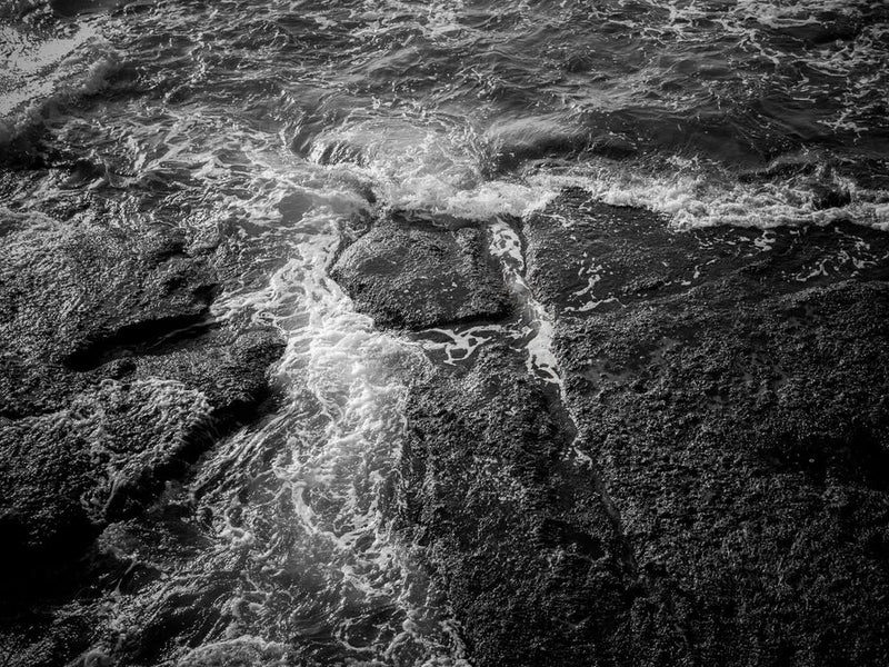 White Sea Foam And Black Rocks Surface 2
