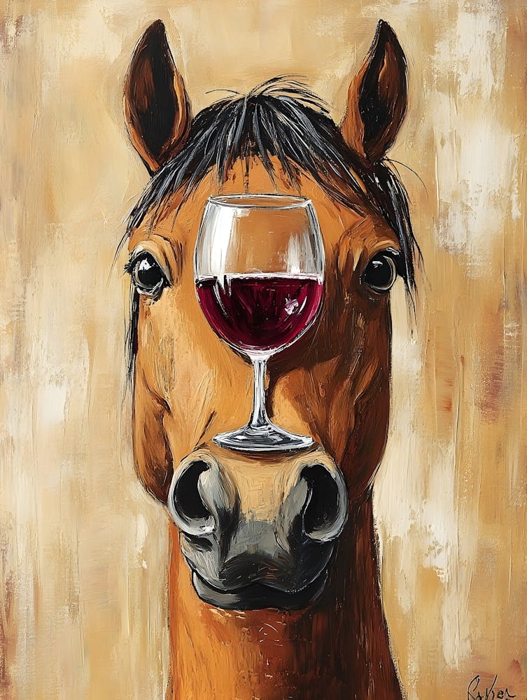 Whimsical Horse Balances Wine