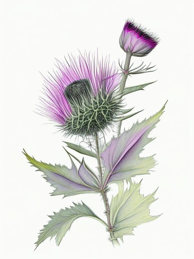 Milk Thistle Herb Pencil Colour 2