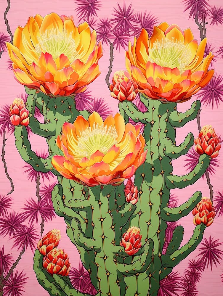 Mexikanischer Stil Kakteenillustration Cylindropuntia Kleiniae Kaktus 4