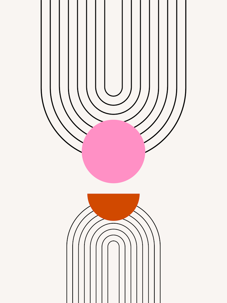 Mid Century Modern | 02 - Sun And Rainbow Pink Cream White