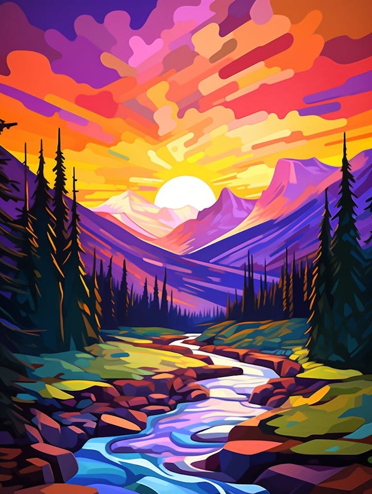 Mount Rainier National Park Retro Pop Art 2