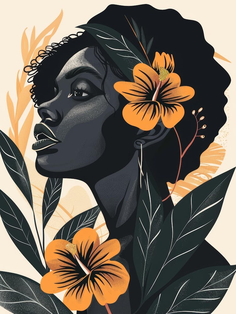 Black Woman With Flowers 7
