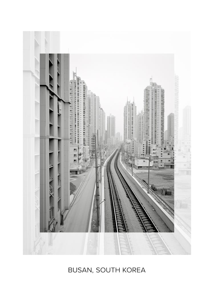 Poster Of Busan, South Korea, Black And White Old Photo 4