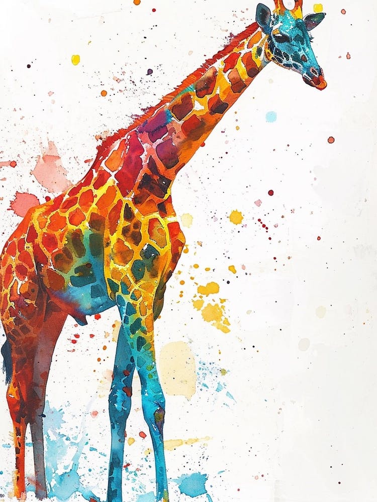 Giraffe Colourful Watercolour 4