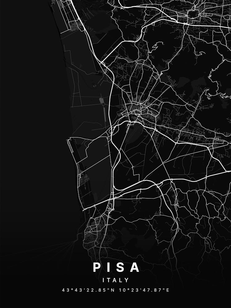 Pisa Italy Black Map