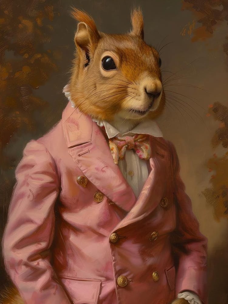 Victorian Animals Portrait, Vintage Royal Squirrel Print, Dark Moody Renaissance Animal Printable Art, Altered Art Poster, Animal Lover Gift